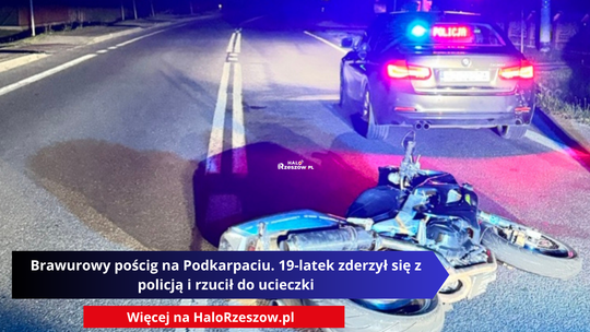 Brawurowy pościg na Podkarpaciu. 19-latek zderzył się z policją i rzucił do ucieczki