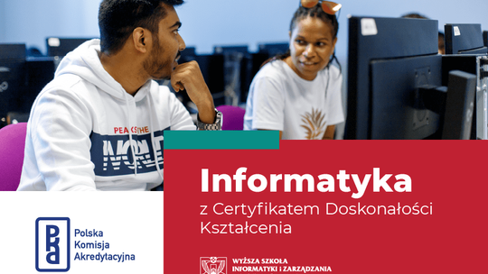 Certyfikat Doskonałości Kształcenia dla kierunku Informatyka na WSIiZ