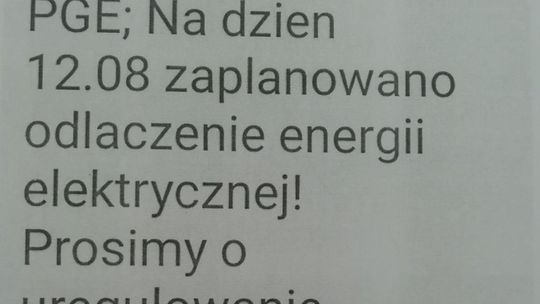 Fałszywe SMS-y od PGE. Oszukane wezwania do zapłaty