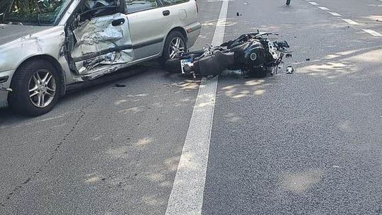 Górno. Wypadek z udziałem motocykla. Utrudnienia