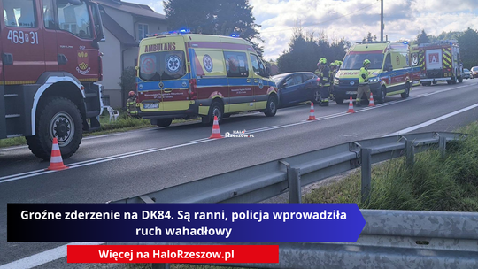 Groźne zderzenie na DK84. Są ranni, policja wprowadziła ruch wahadłowy