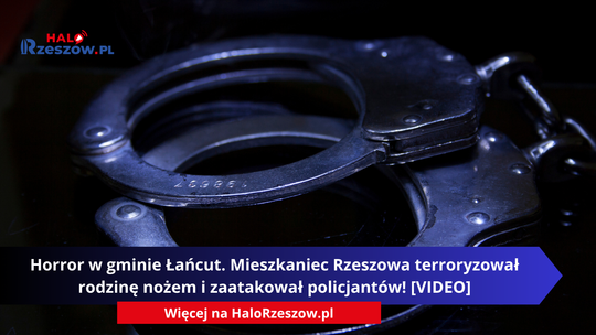 Horror w gminie Łańcut. Mieszkaniec Rzeszowa terroryzował rodzinę nożem i zaatakował policjantów! [VIDEO]