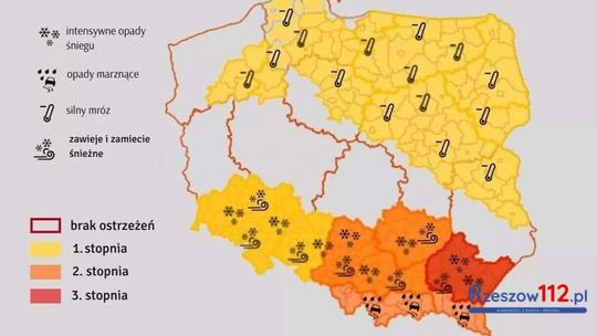 IMGW, RCB i Burze Podkarpacia ostrzegają! Nadchodzą intensywne opady śniegu!