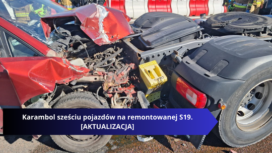 Karambol sześciu pojazdów na remontowanej S19. Objazdy [AKTUALIZACJA]