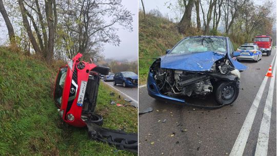 Kolizja w Domaradzu. Nieostrożność kierowcy doprowadziła do groźnego zderzenia