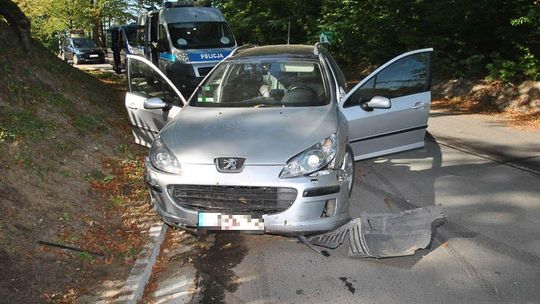 Nie zatrzymał się do kontroli i uderzył w skarpę