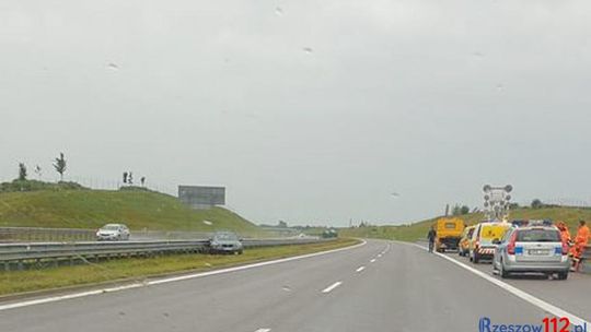 Pożar samochodu na autostradzie A4