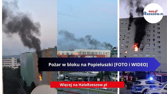 Pożar w bloku na Popiełuszki w Rzeszowie. Liczne służby na miejscu [FOTO i WIDEO]