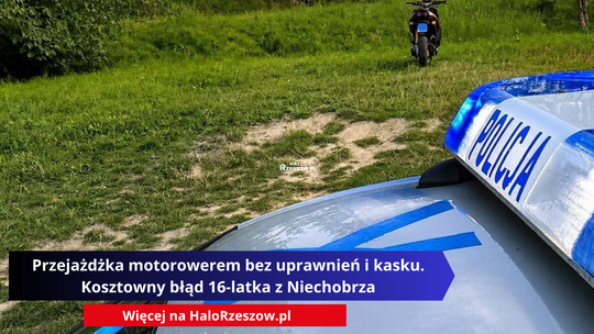Przejażdżka motorowerem bez uprawnień i kasku. Kosztowny błąd 16-latka z Niechobrza