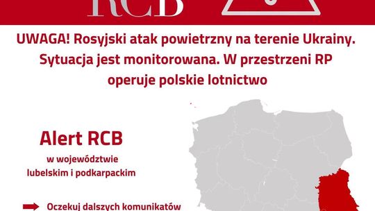 Rosyjski atak na Ukrainę. Od rana dwa alerty RCB na Podkarpaciu i myśliwce w powietrzu