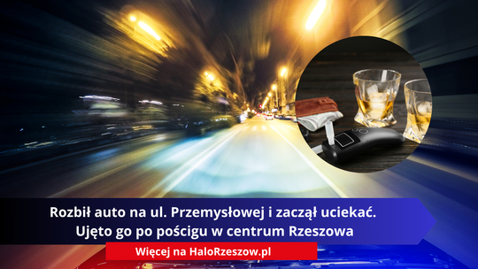 Rozbił auto na ul. Przemysłowej i zaczął uciekać. Ujęto go po pościgu w centrum Rzeszowa