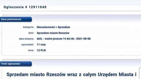 Rzeszów na sprzedaż za 12 zł, wraz z urzędem i radą miasta