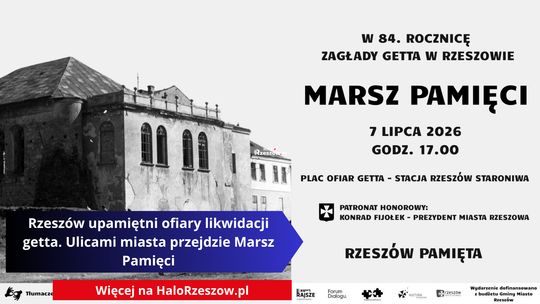 Rzeszów upamiętni ofiary likwidacji getta. Ulicami miasta przejdzie Marsz Pamięci