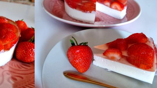 Halo jedzonko! Sernik na zimno z truskawkami i galaretką. Kto chętny na kawałek?🍓🍰