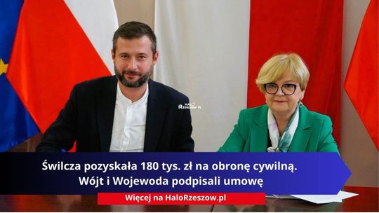 Świlcza pozyskała 180 tys. zł na obronę cywilną. Wójt i Wojewoda podpisali umowę