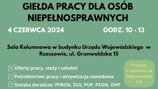 Szukasz pracy w Rzeszowie? Nie masz pracy i posiadasz orzeczenie o niepełnosprawności? Giełda Pracy dla Ciebie!