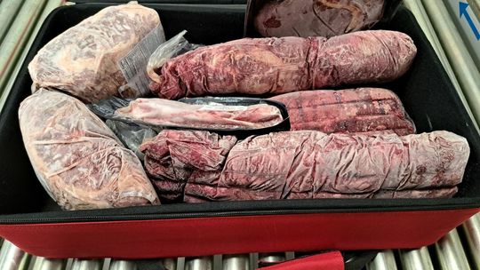 Walizka pełna mięsa na lotnisku Rzeszów-Jasionka. Pasażer zapłaci mandat