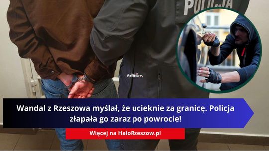 Wandal z Rzeszowa myślał, że ucieknie za granicę. Policja złapała go zaraz po powrocie!