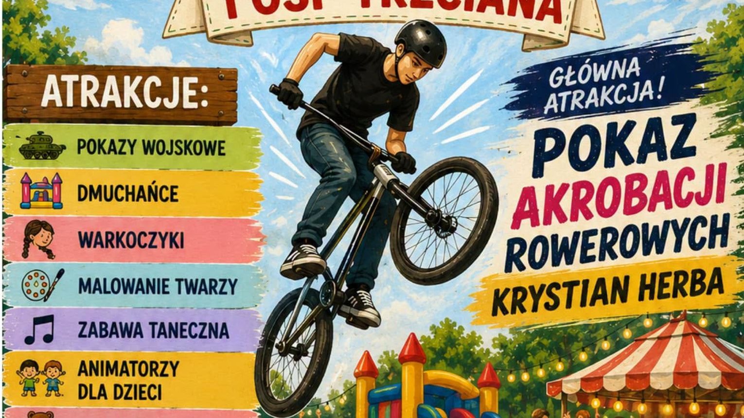 Akrobacje rowerowe, wojskowe pokazy i darmowa loteria. Wielkie pożegnanie wakacji w Trzcianie!