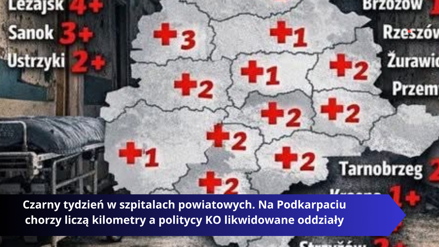 Czarny tydzień w szpitalach powiatowych. Na Podkarpaciu chorzy liczą kilometry a politycy KO likwidowane oddziały