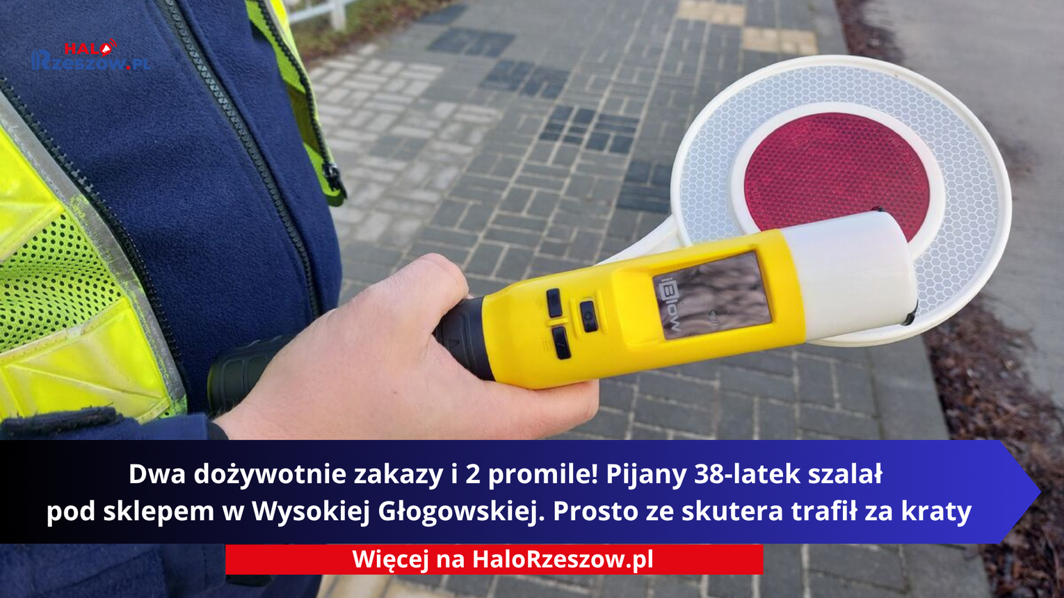 Dwa dożywotnie zakazy i 2 promile! Pijany 38-latek szalał pod sklepem w Wysokiej Głogowskiej. Prosto ze skutera trafił za kraty