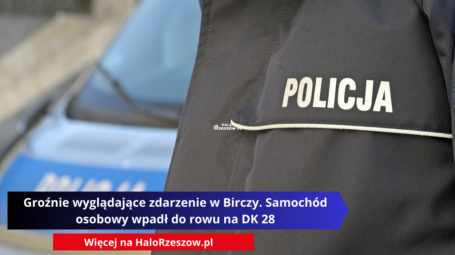 Groźnie wyglądające zdarzenie w Birczy. Samochód osobowy wpadł do rowu na DK 28