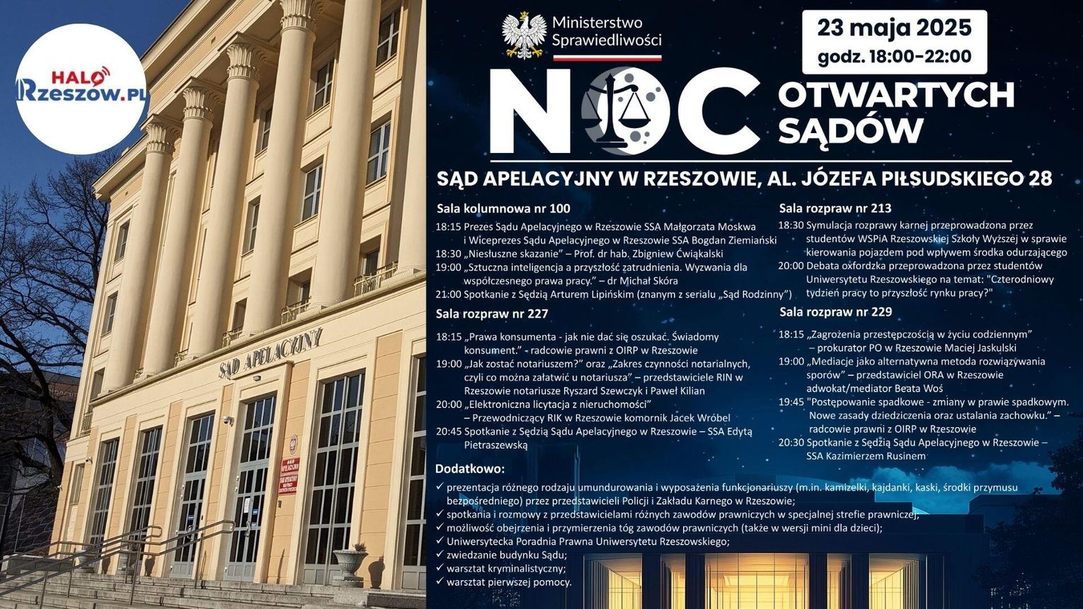 Noc w Sądzie Apelacyjnym w Rzeszowie. Rozprawy, wykłady i strefa dla dzieci
