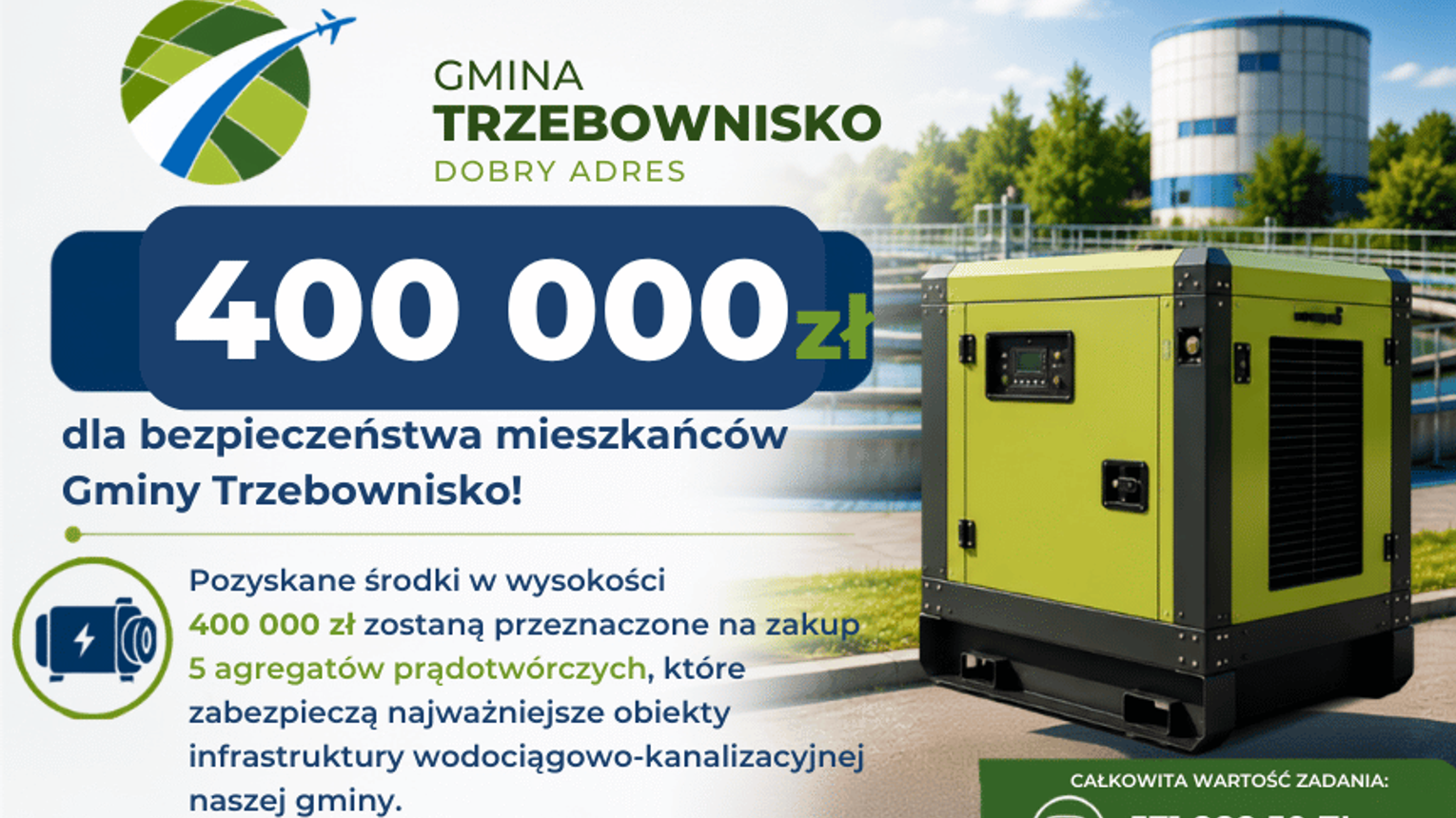 Przełom w Gminie Trzebownisko! 400 tysięcy złotych trafi na zabezpieczenie dostaw wody i kanalizacji