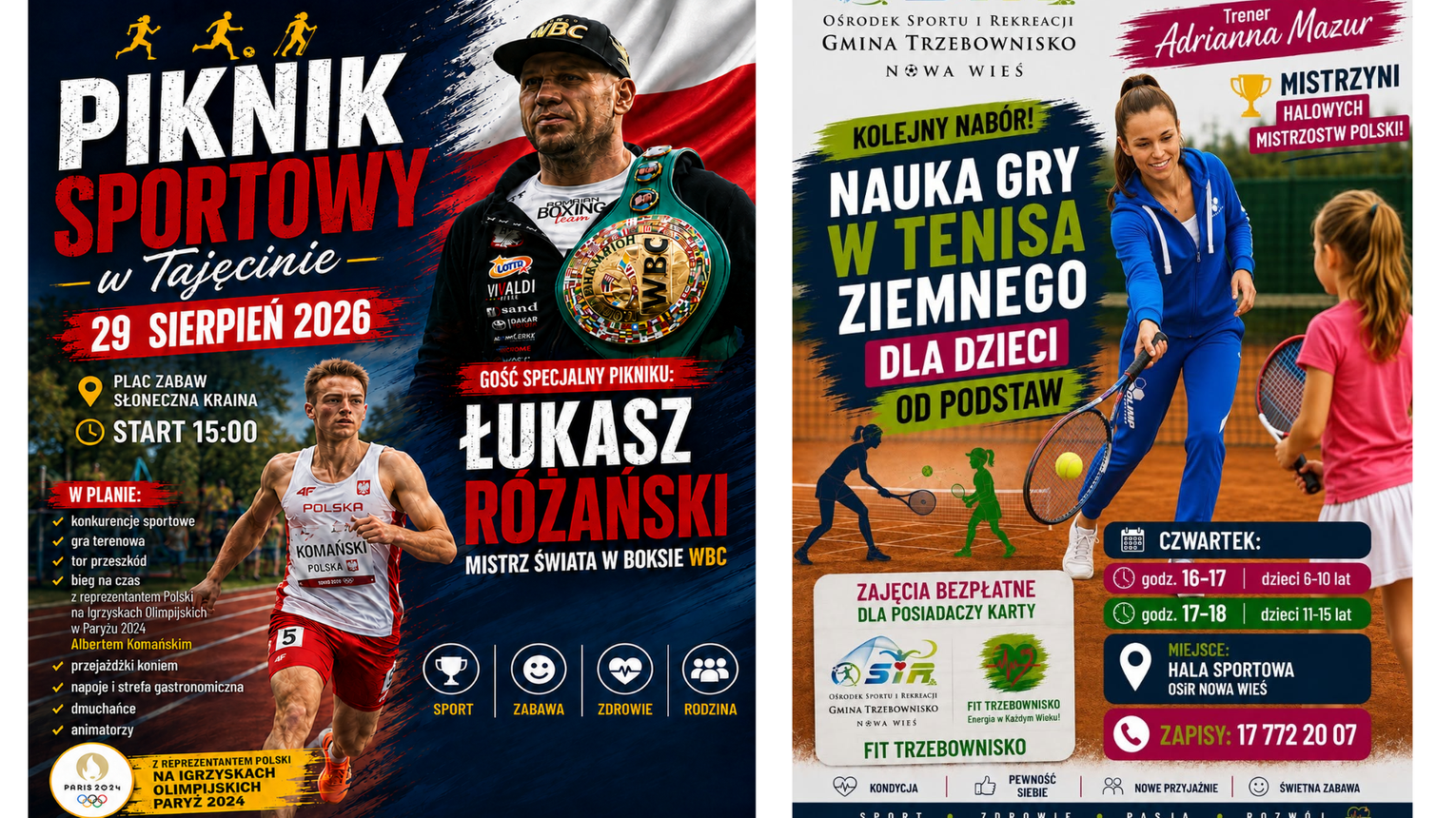 Sportowe lato w gminie Trzebownisko. Piknik z Różańskim w Tajęcinie, a w Nowej Wsi tenis
