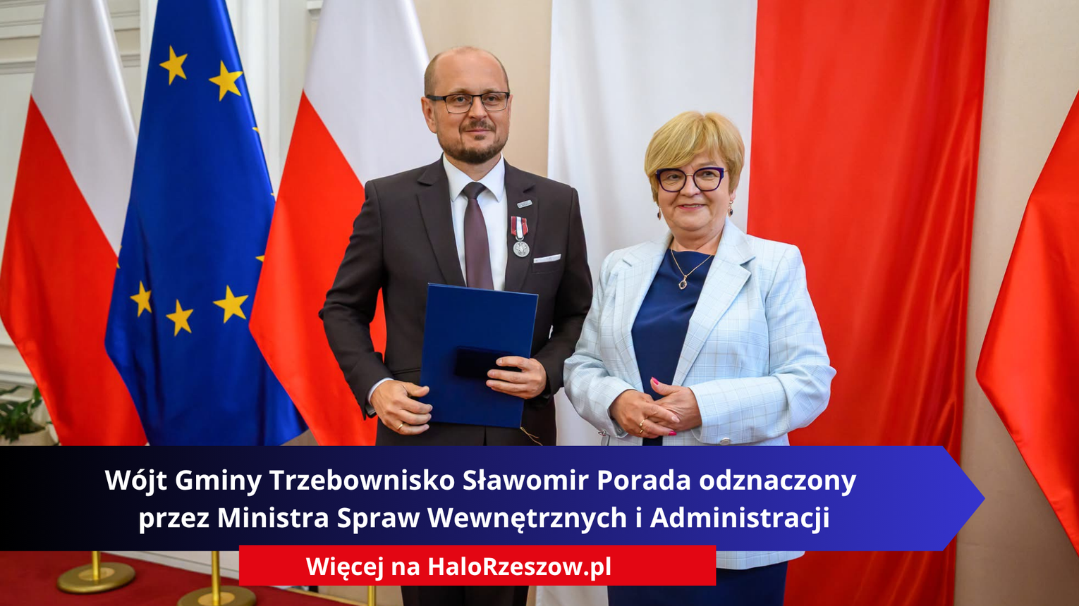 Wójt Gminy Trzebownisko Sławomir Porada odznaczony przez Ministra Spraw Wewnętrznych i Administracji