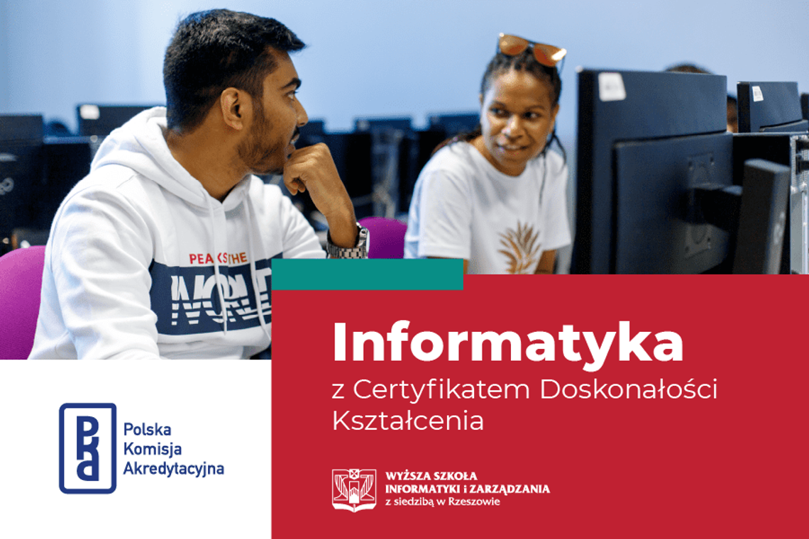 Certyfikat Doskonałości Kształcenia dla kierunku Informatyka na WSIiZ