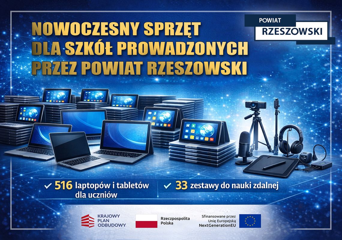 Cyfrowa rewolucja w szkołach powiatu rzeszowskiego. Dwa programy KPO, setki nowych urządzeń