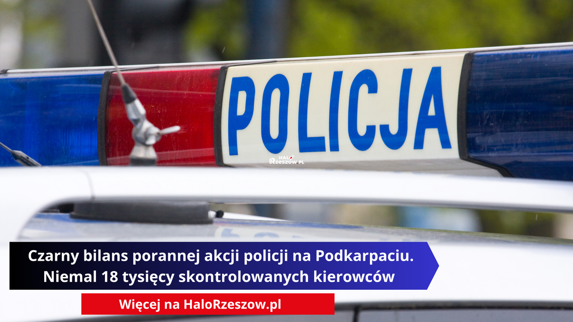 Czarny bilans porannej akcji policji na Podkarpaciu. Niemal 18 tysięcy skontrolowanych kierowców Czarny bilans porannej akcji policji na Podkarpaciu. Niemal 18 tysięcy skontrolowanych kierowców