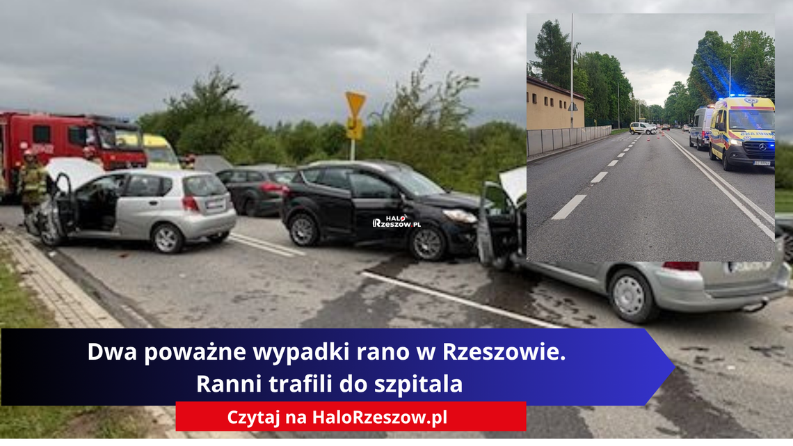 Dwa poważne wypadki rano w Rzeszowie. Ranni trafili do szpitala [ZDJĘCIA]