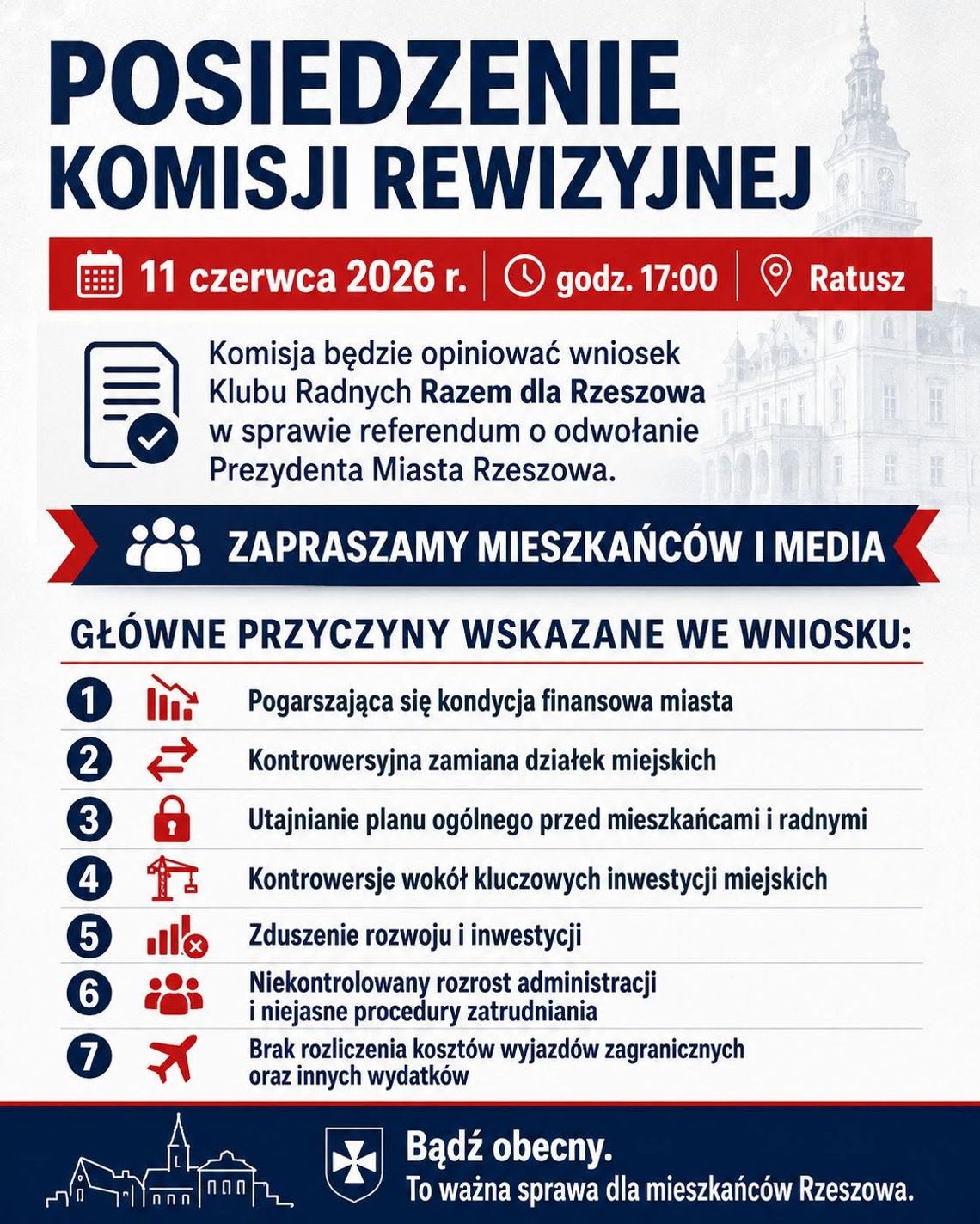 DZIŚ O 17:00 W RATUSZU: Przyjdź i zobacz, jak ważą się losy referendum w Rzeszowie! [KULISY SPORU]