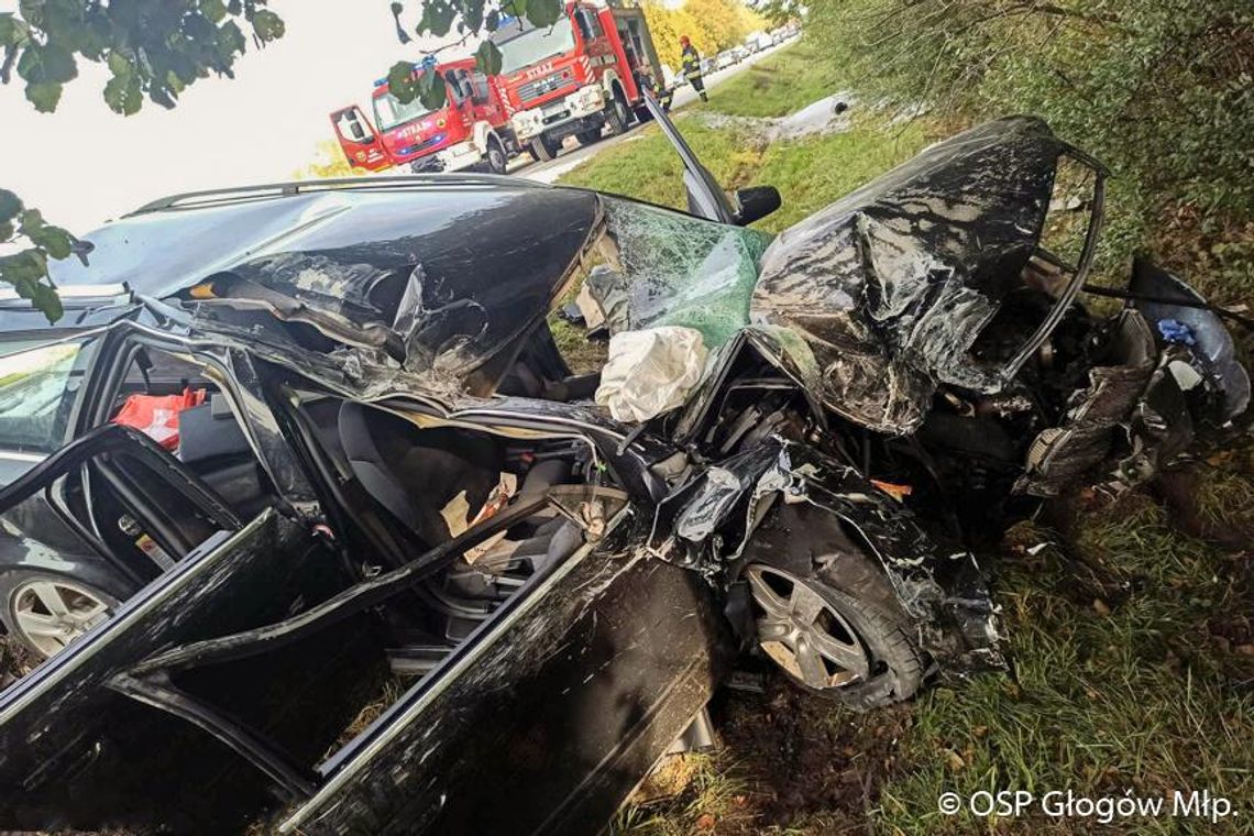 Głogów Młp. Zderzenie osobówki z ciężarówką [FOTO]