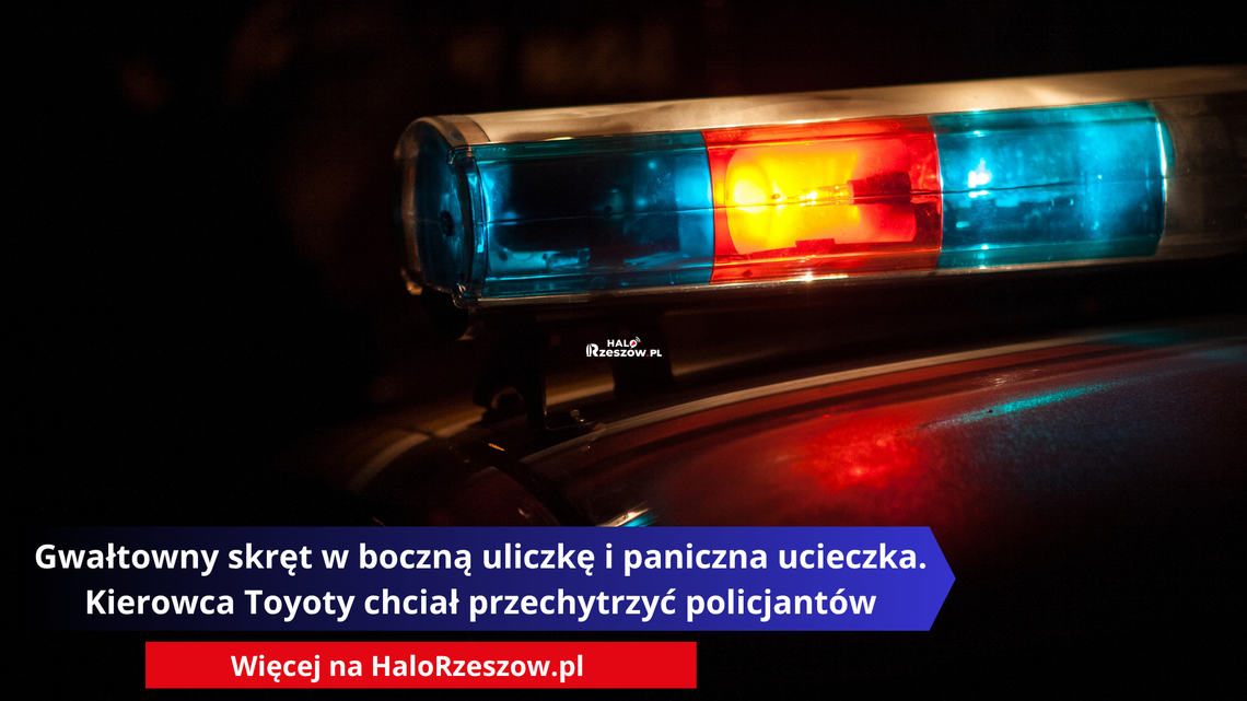 Gwałtowny skręt w boczną uliczkę i paniczna ucieczka. Kierowca Toyoty chciał przechytrzyć policjantów
