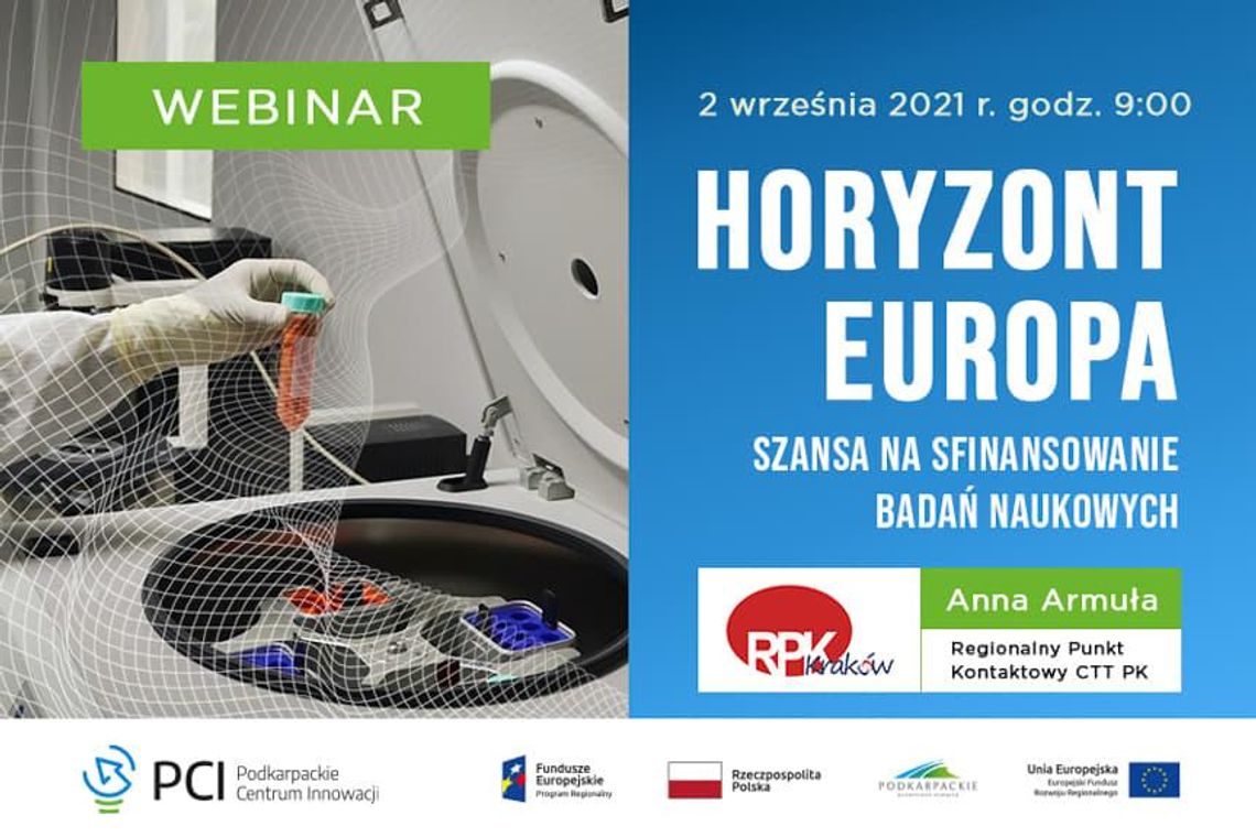 HORYZONT EUROPA – szansa na sfinansowanie badań naukowych. PCI zaprasza na webinar