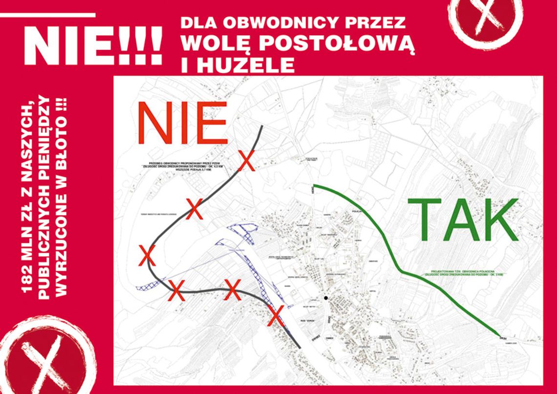 Huzele protestują przeciwko budowie obwodnicy Leska