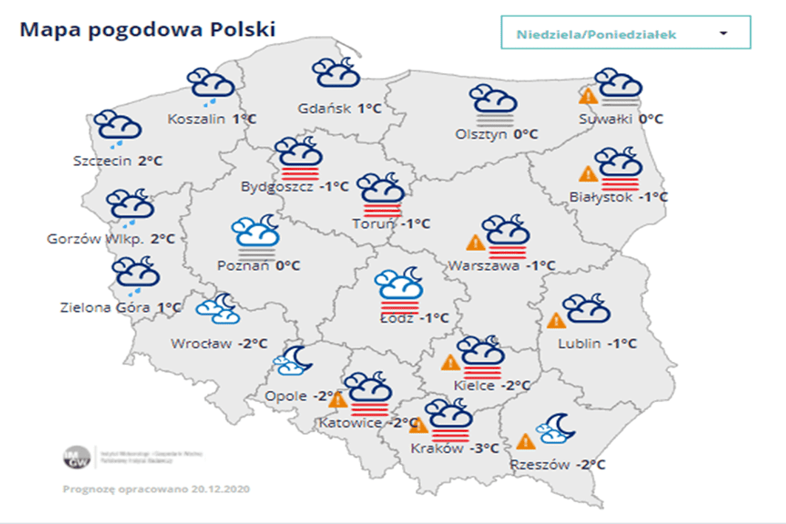 IMGW ostrzega przed marznącym deszczem i mgłami