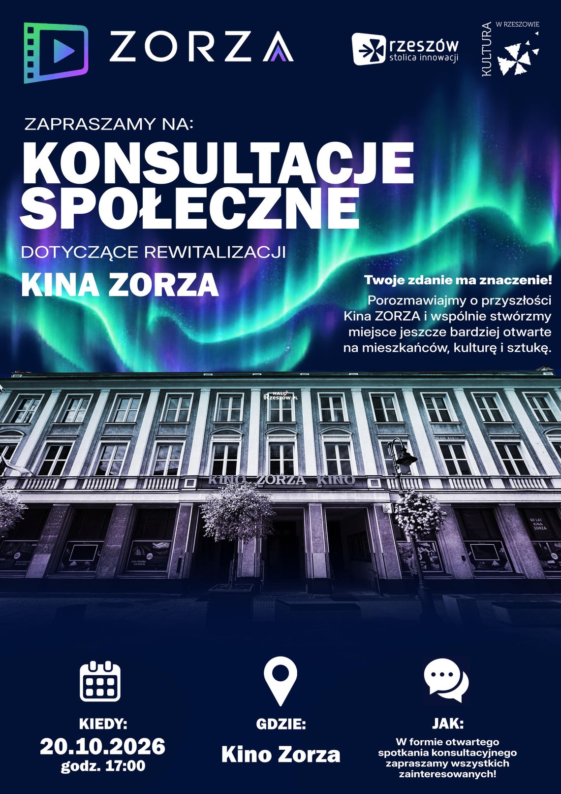Jaka przyszłość czeka kultowe kino Zorza? Mieszkańcy Rzeszowa zdecydują podczas konsultacji Jaka przyszłość czeka kultowe kino Zorza? Mieszkańcy Rzeszowa zdecydują podczas konsultacji