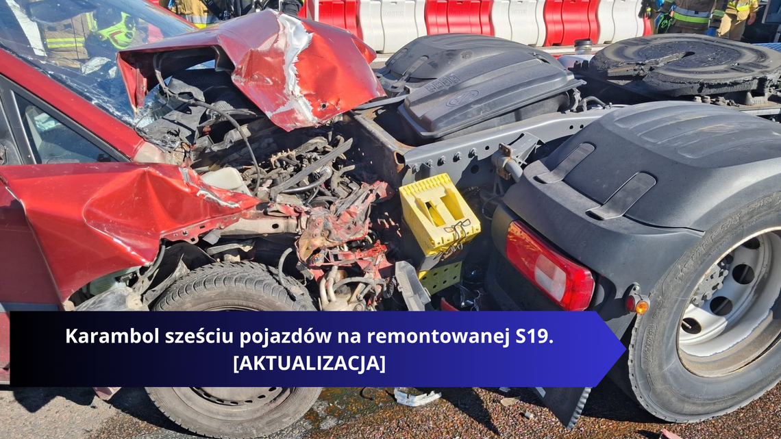 Karambol sześciu pojazdów na remontowanej S19. Objazdy [AKTUALIZACJA]