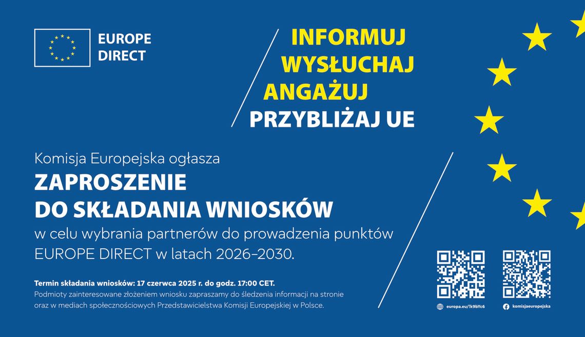 Konkurs na prowadzenie punktów EUROPE DIRECT 2026-2030
