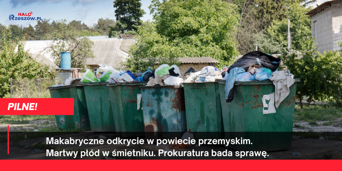 Makabryczne odkrycie w powiecie przemyskim. Martwy płód w śmietniku. Prokuratura bada sprawę.