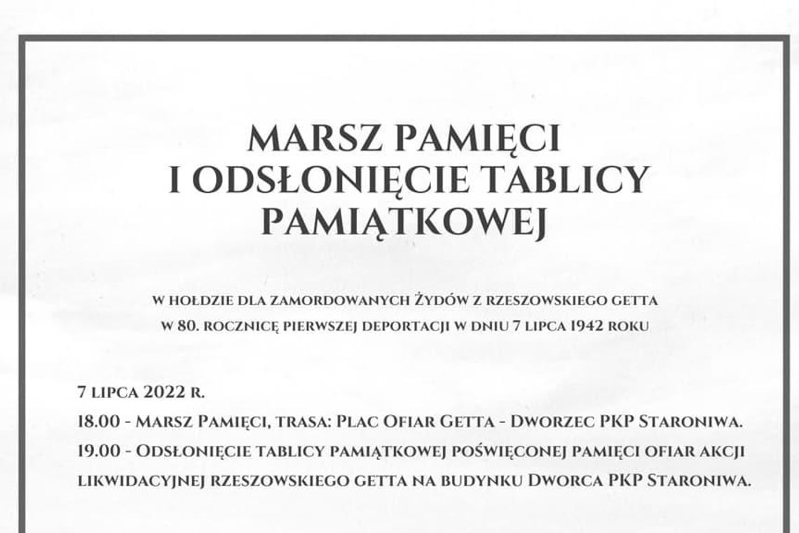 Marsz Pamięci w hołdzie dla Żydów z rzeszowskiego getta 