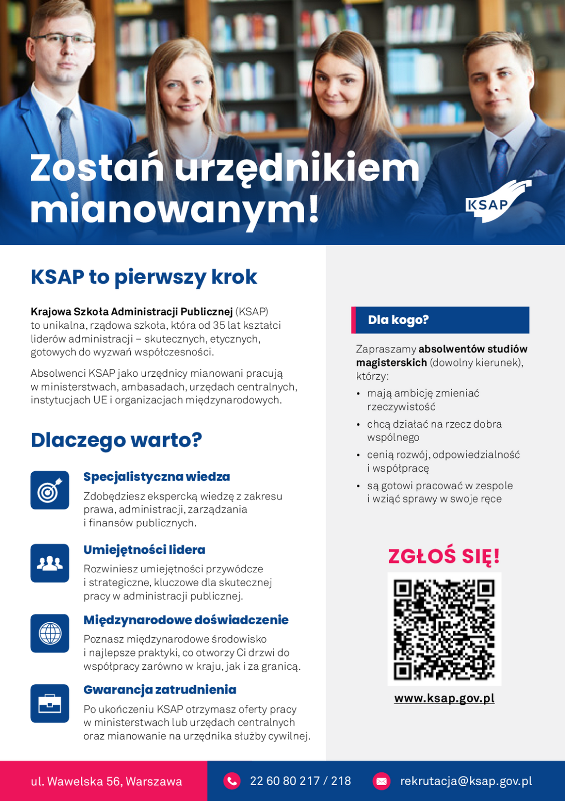 Nabór do kształcenia stacjonarnego na urzędnika mianowanego KSAP. Zasady, etapy i wymagania 2025
