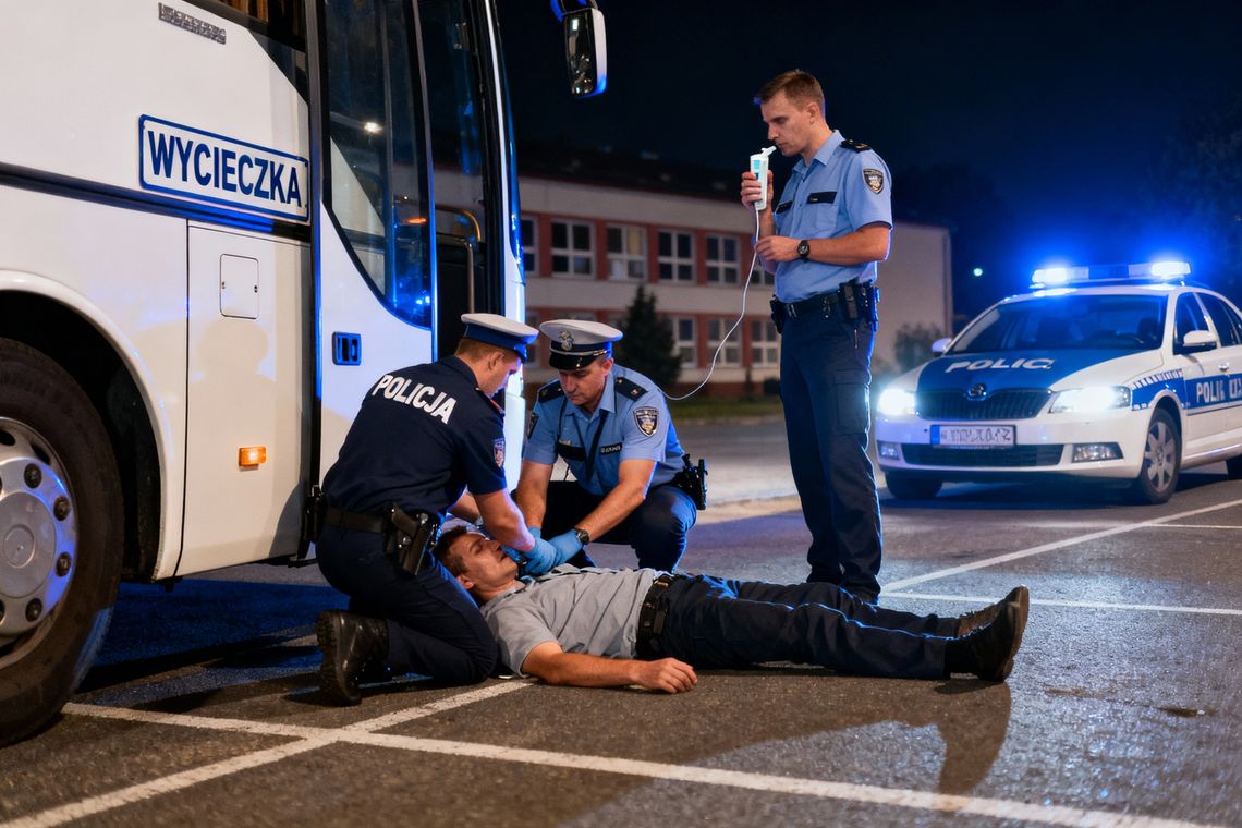 Nietrzeźwy kierowca autobusu zatrzymany przed wyjazdem uczniów na wycieczkę Nietrzeźwy kierowca autobusu zatrzymany przed wyjazdem uczniów na wycieczkę