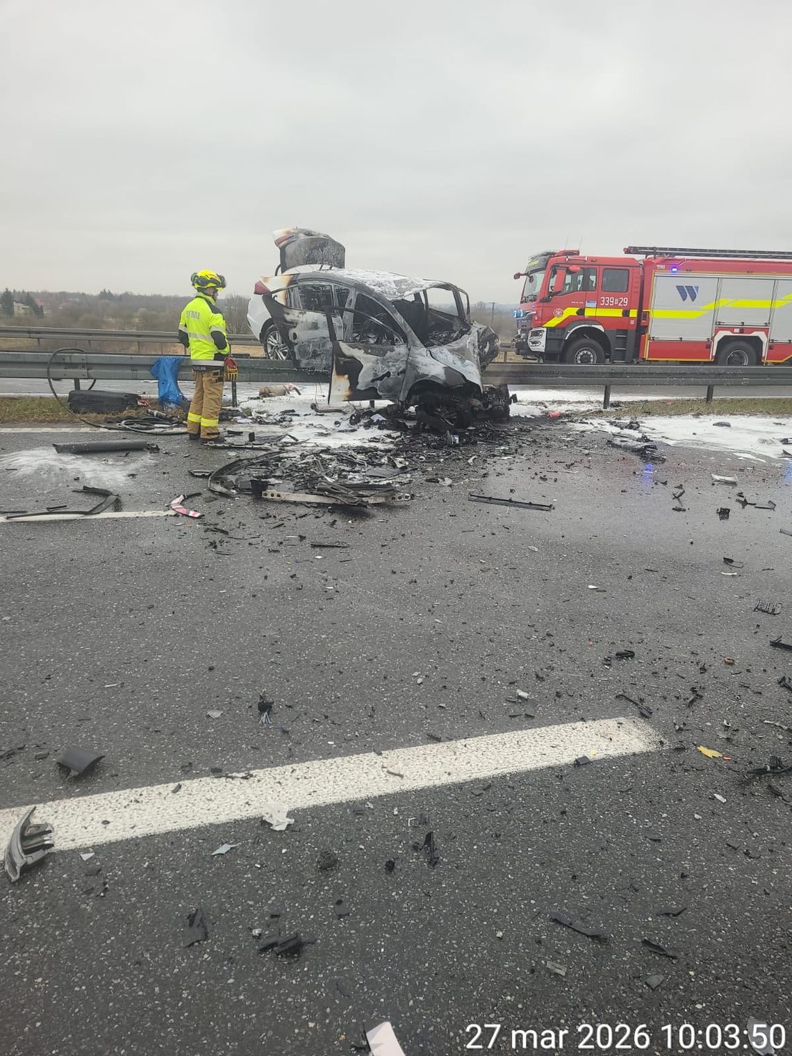 Ofiara śmiertelna! Wypadek i pożar na S19. Dwa auta rozbite, droga do Rzeszowa zablokowana
