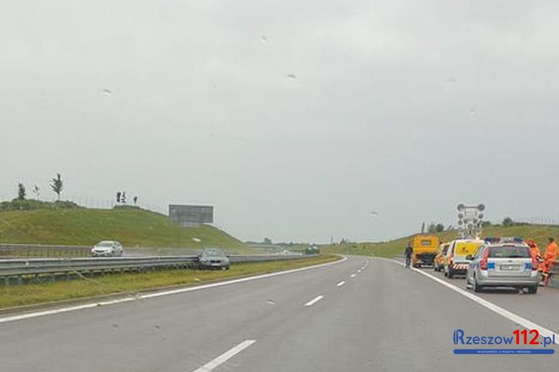 Pożar samochodu na autostradzie A4