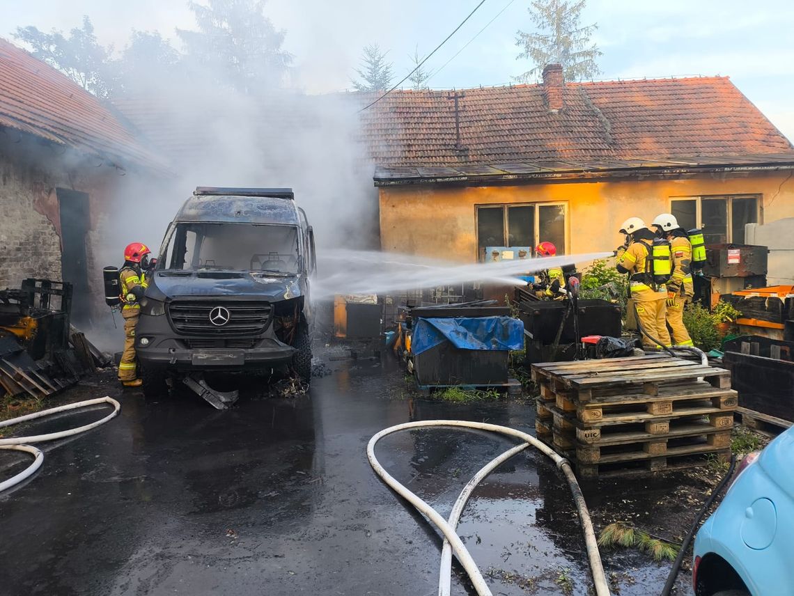 Pożar w Wysokiej. Spłonął kamper i budynki